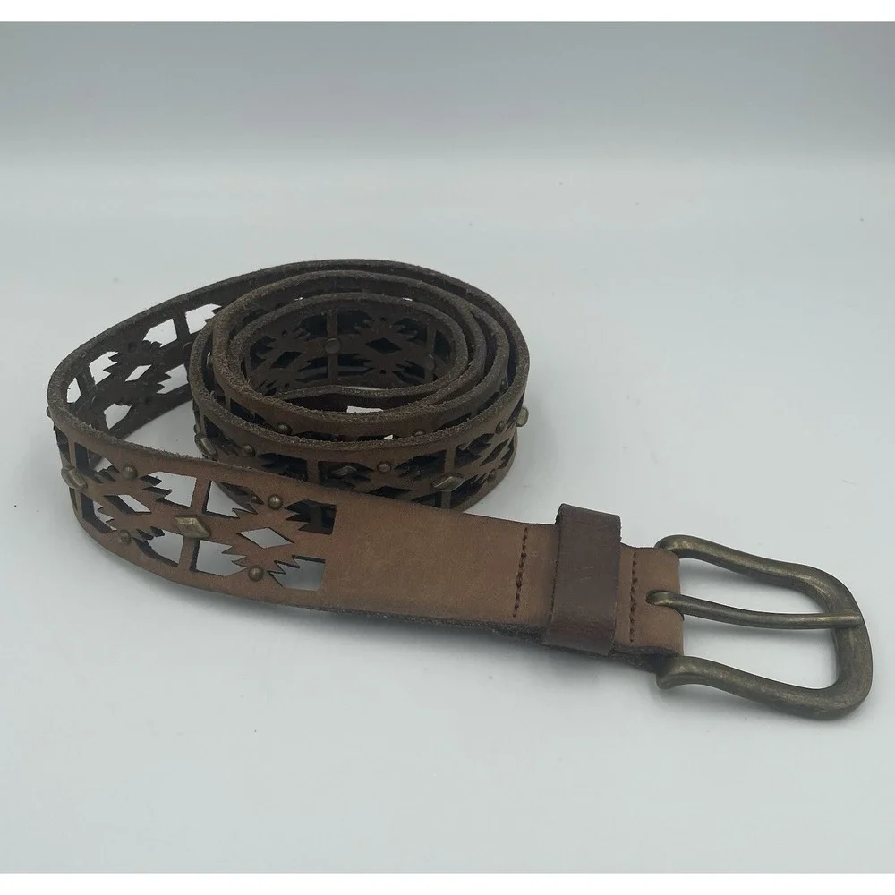 Catchfly Studio Women's Belt Western Studded Genuine Leather XL Southwest Boho
